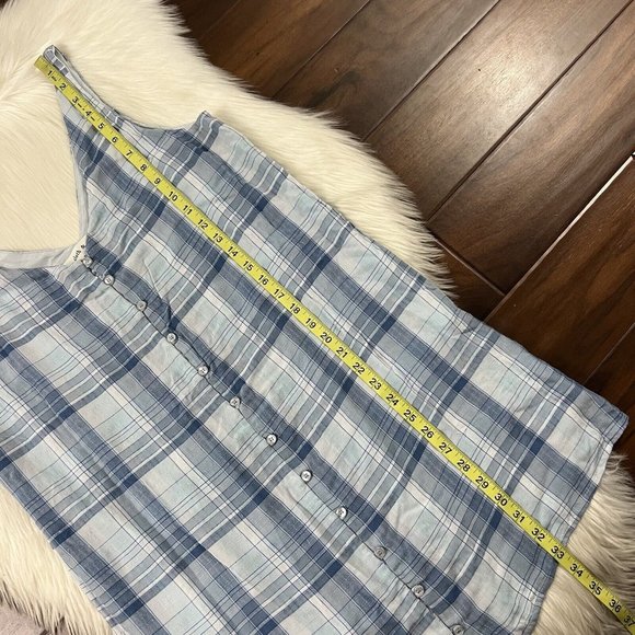 Cloth & Stone Anthropologie Size Petite Small Blue White Plaid Sleeveless Dress - Picture 5 of 9